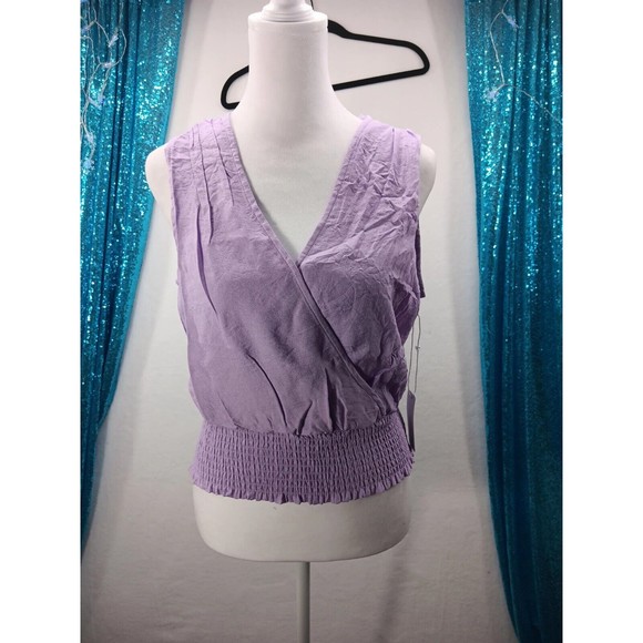 NWT Six Fifty Sleeveless Pastel Lavender Top Size Small Elastic Smocked Bottom - Picture 1 of 9
